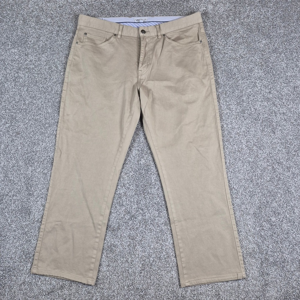 Peter Millar Ultimate Sateen 5-Pocket Pants Mens 36x25 Khaki Tan Stretch ME0B39